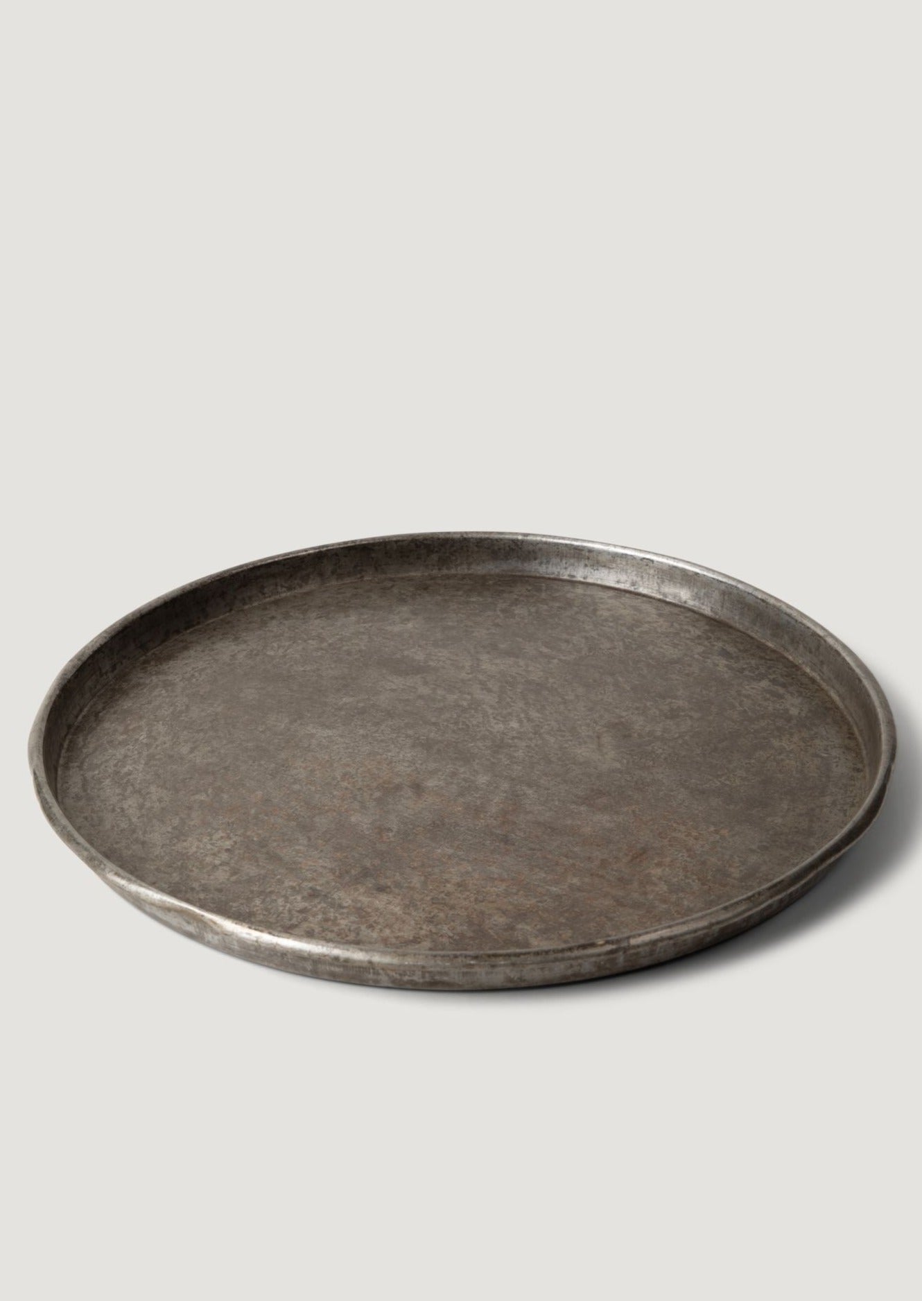 Recycled Steel Large Round Tray in Rustic Patina - 21"