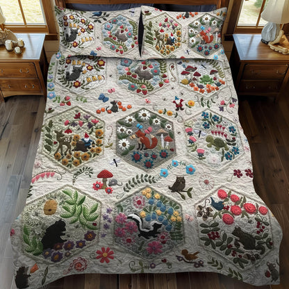 Woodland Whimsy Animals 3-Piece Quilted Bedding Set NCU0LL017